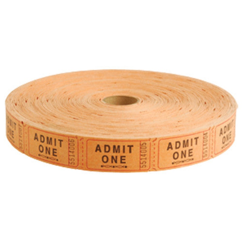 Admit One Orange Raffle Tickets