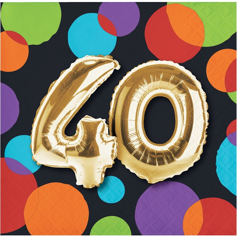 Balloon Birthday 40 Beverage Napkins (16 ct)