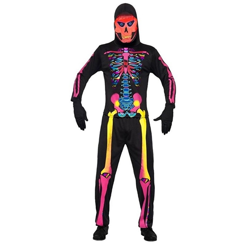 Neon Skeleton Bones Men's Costume Extra Large Chest 46-48", Waist 40-42", Inseam 33.25"