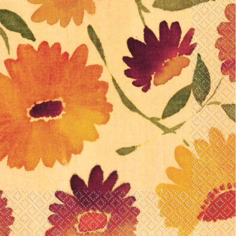 Warm Floral Beverage Napkins (16ct)