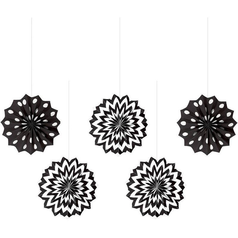 Black Printed Hanging Fans (5ct)