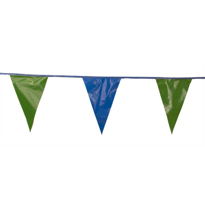 Blue and Green Triangle Pennant Flag 100 Ft.