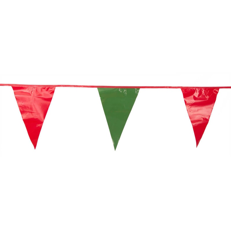 Green and Red Triangle Pennant Flag 100 Ft.