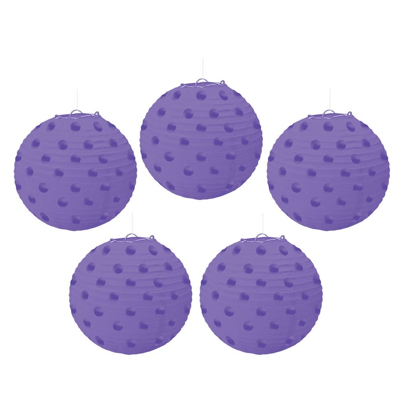 New Purple Mini Polka Dot Hanging Lanterns (5 ct)