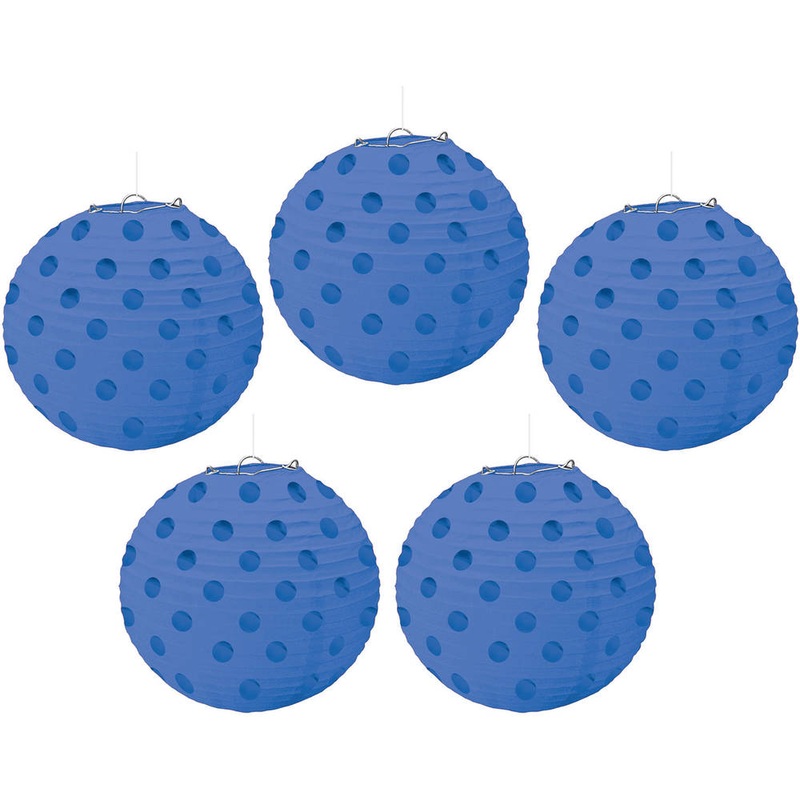 Royal Blue Mini Polka Dot Hanging Lanterns, 5ct