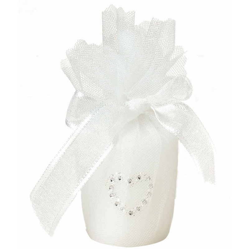 White Candle w/Heart