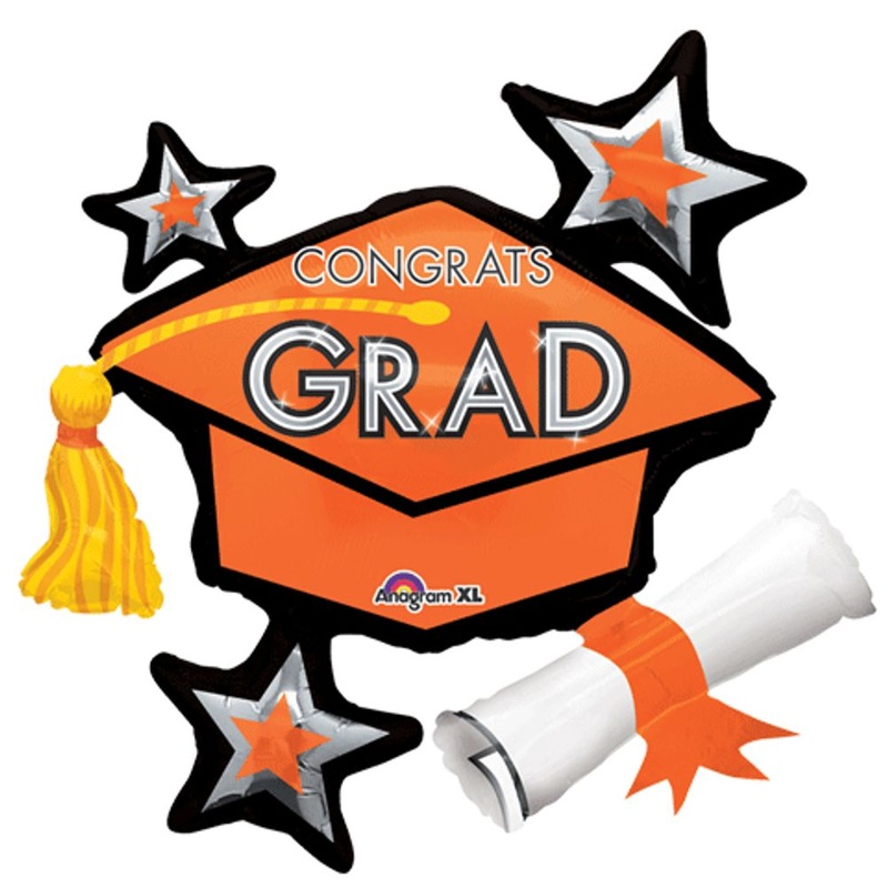 CONGRATS GRAD ORANGE CLUSTER SUPER SHAPE