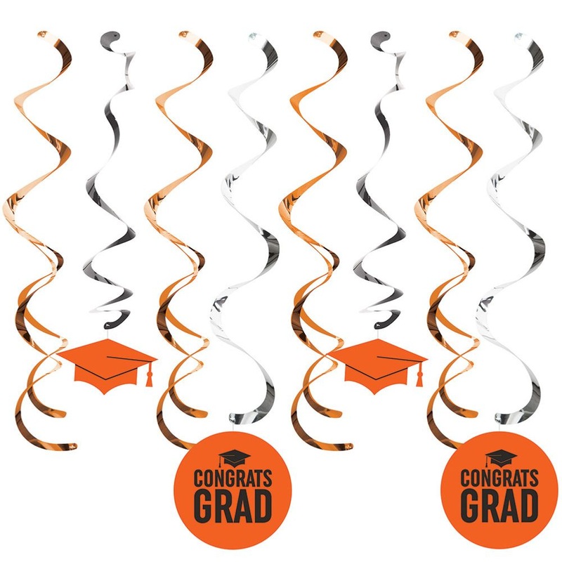 Orange Congrats Grad Hanging Swirls (8ct)