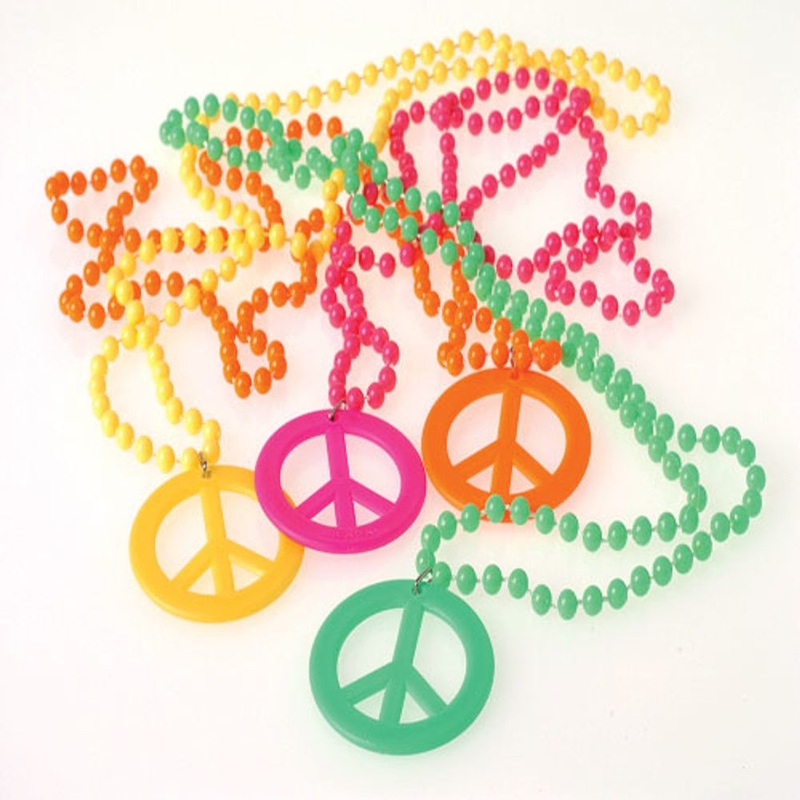 Peace Sign Bead Necklaces (12ct)