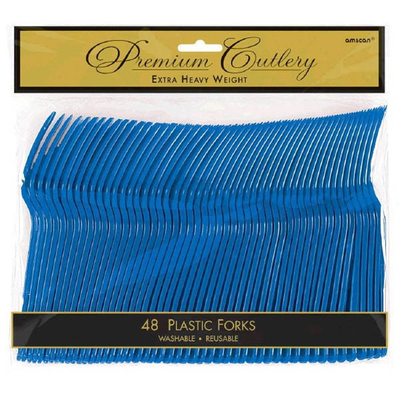 Royal Blue Heavy Weight Plastic Forks 48ct