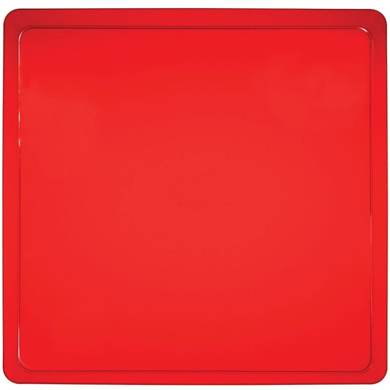 Translucent Red 11.5" Plastic Square Serving Tray