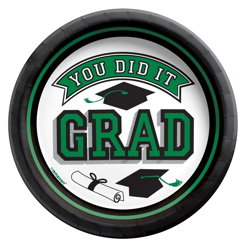 True To Your School Graduation 6.75" Round Plates Green (20ct)