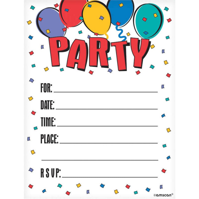 Balloon Party Postcard Invites (8ct)