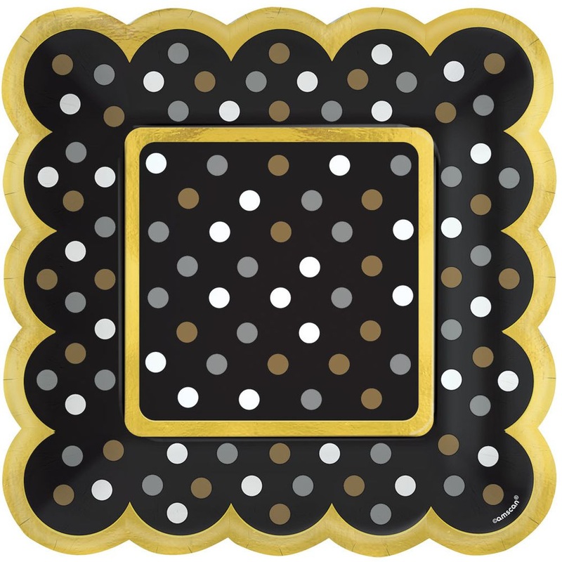 Black Mini 5.5" Paper Scalloped Square Plates (36ct)