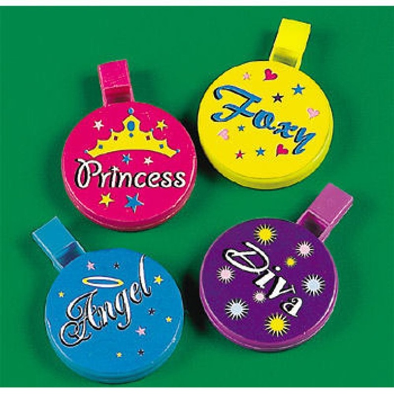 Plastic Round Princess And Diva Whistle (6ct)