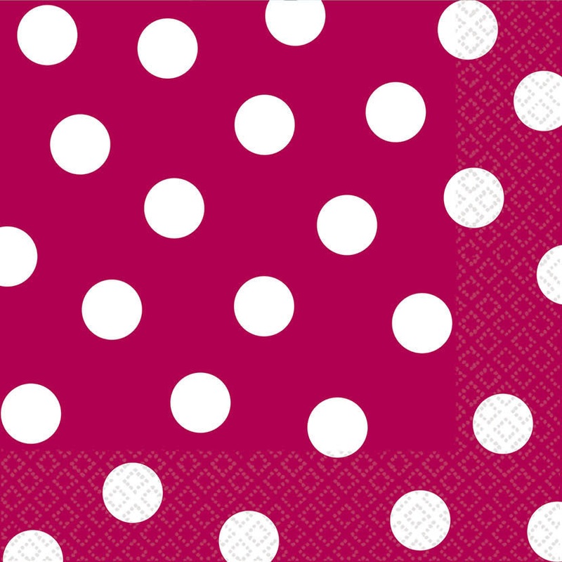 Raspberry Dot Luncheon Napkins (16ct)