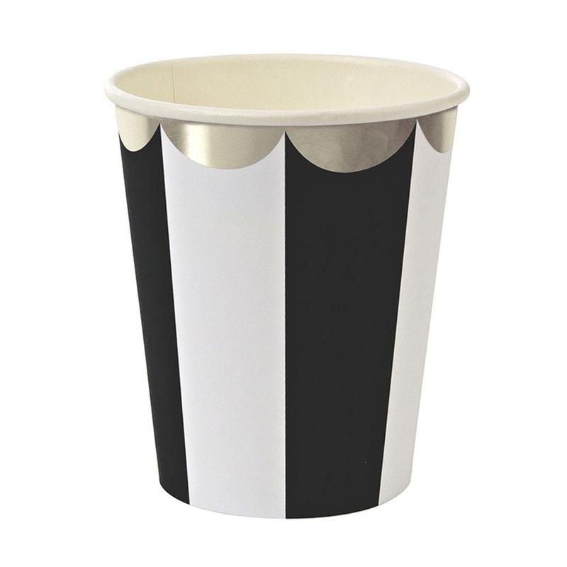 Toot Sweet Black Stripes 9oz Paper Cups (8ct)