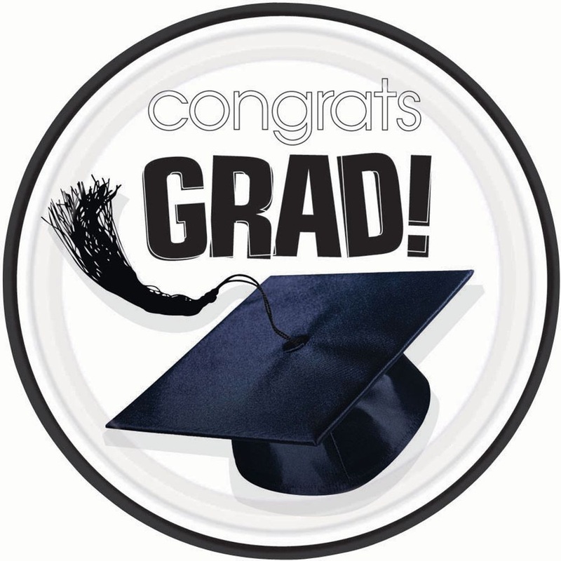 White Congrats Grad Dinner Plates (18ct)