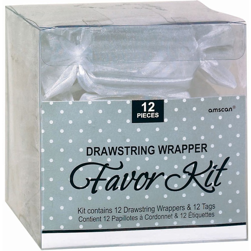 White Drawstring Wrapper Favor Kit