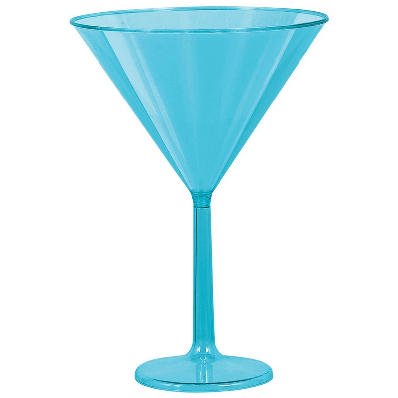 25oz Jumbo Plastic Martini Glass Caribbean Blue