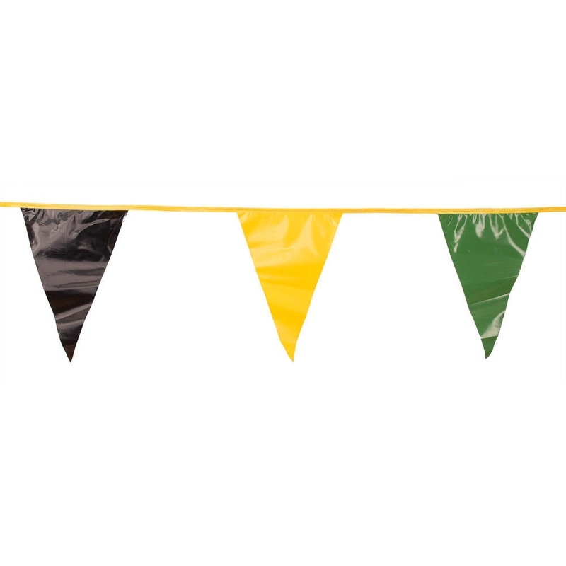 Black , Green and Yellow Triangle Pennant Flag 100 Ft.