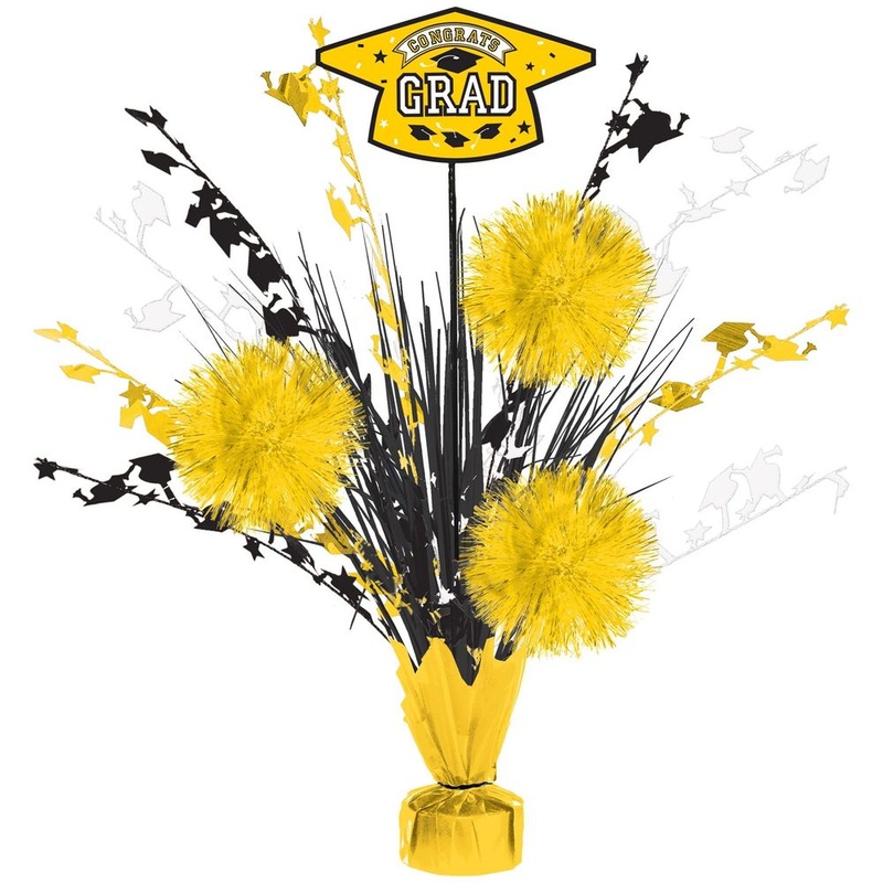 Congrats Grad Tinsel Centerpiece Yellow (1ct)