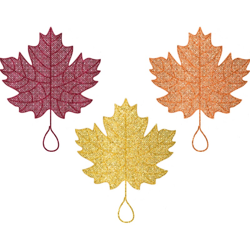 Fall Glitter Leaves Decorations (3 ct)
