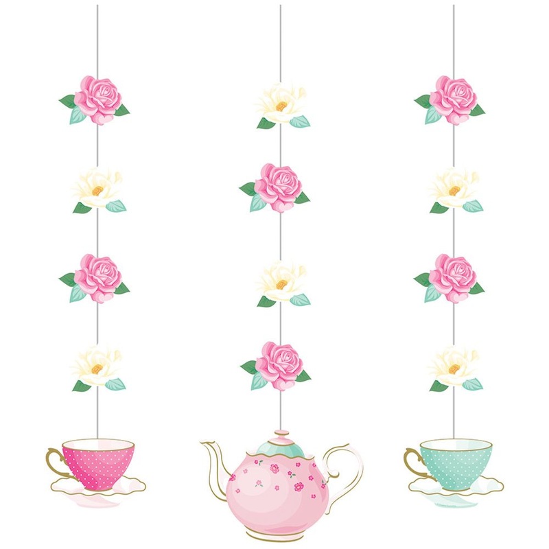 Floral Tea Party HANGING CUTOUTS