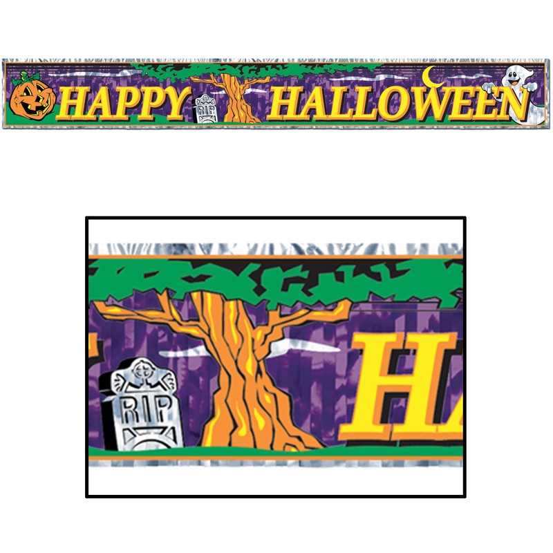 Metallic Happy Halloween Fringe Banner