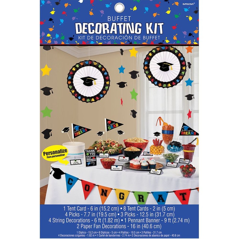 Multicolor Congrats Grad Candy Buffet Table Decorating Kit