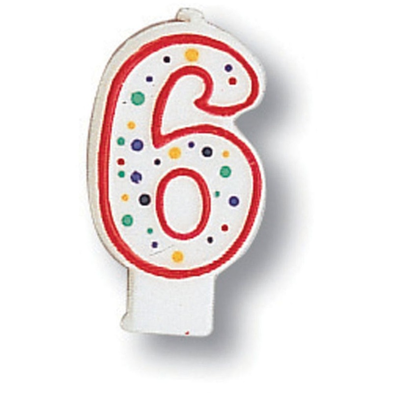 Polka Dot "6" Numeral Candle