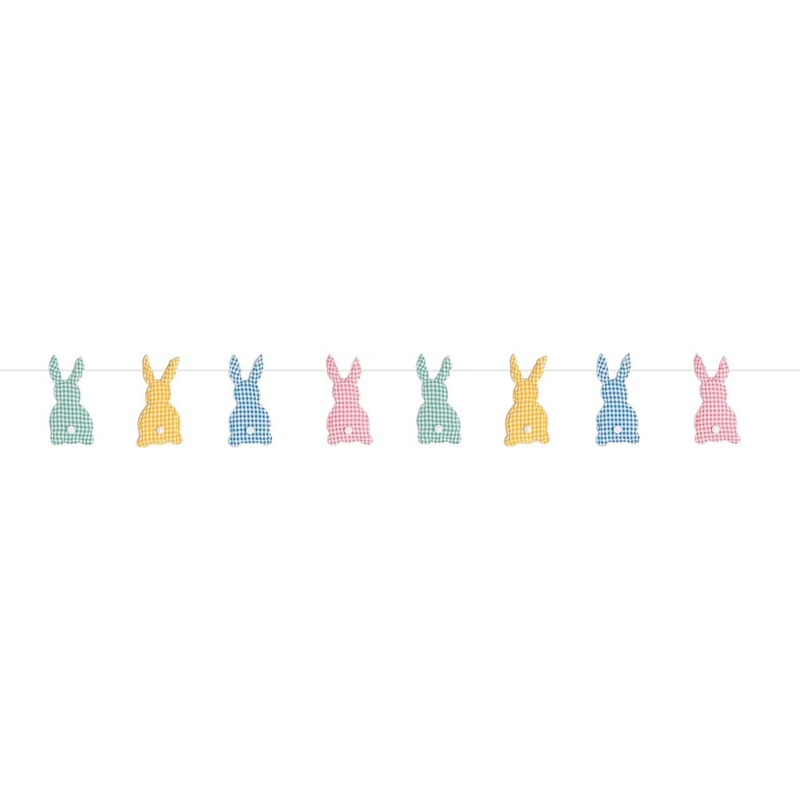 Stuffed Gingham Bunny Fabric Garland