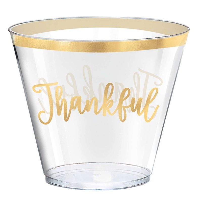 Thankful Hot Stamped Plastic 9oz Tumblers (30 ct)
