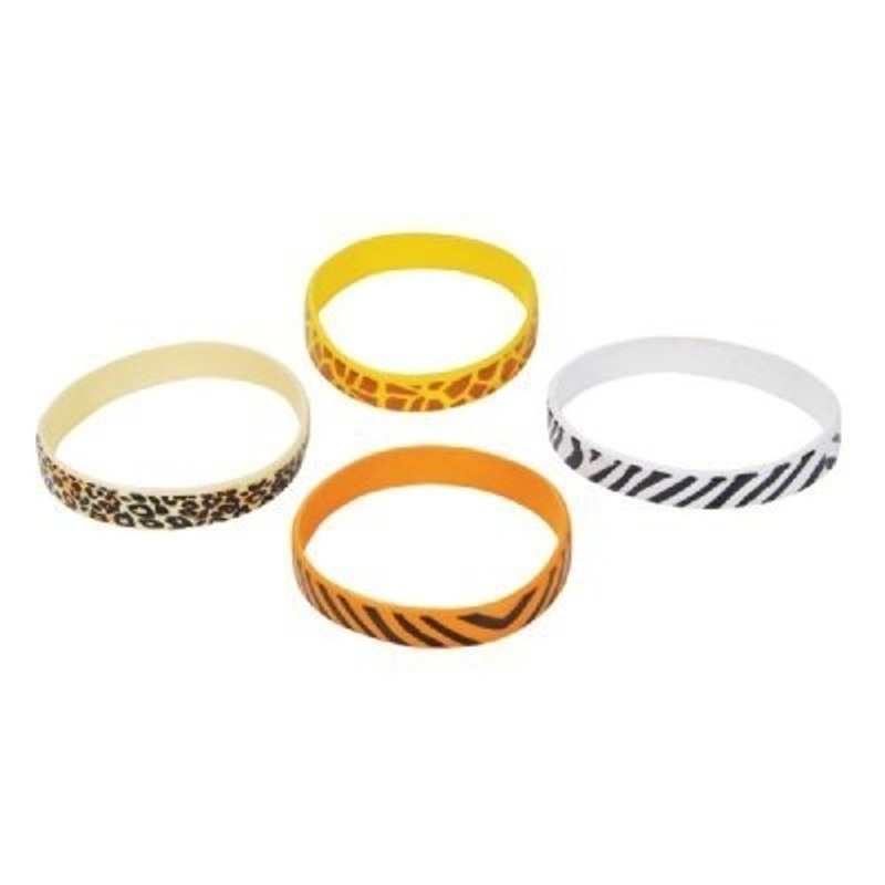 Assorted Safari Print Rubber Bracelets (12ct)