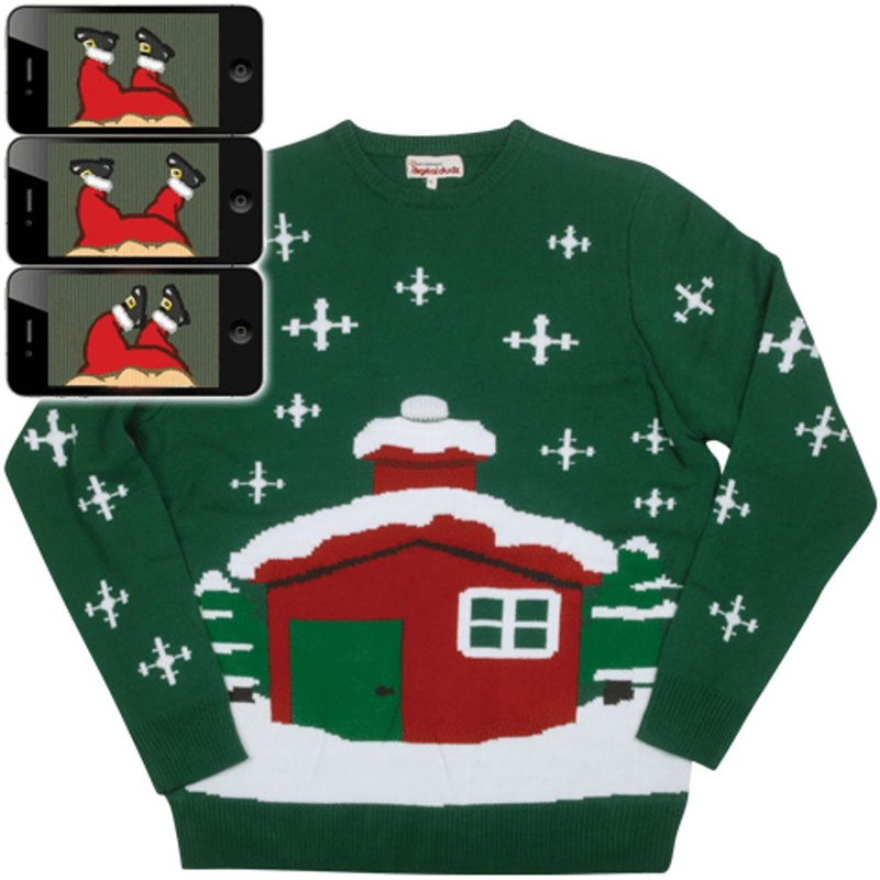 GREEN STUCK SANTA SWEATER MEDIUM