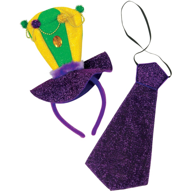 Mardi Gras Headband & Necktie Set