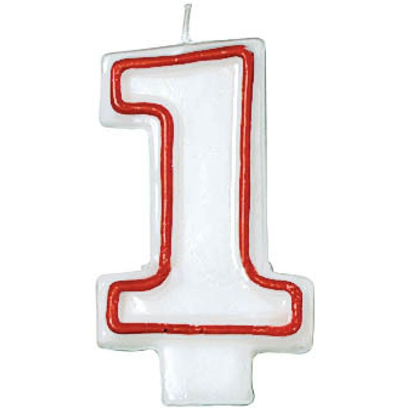 Red and White Number 1 Candle