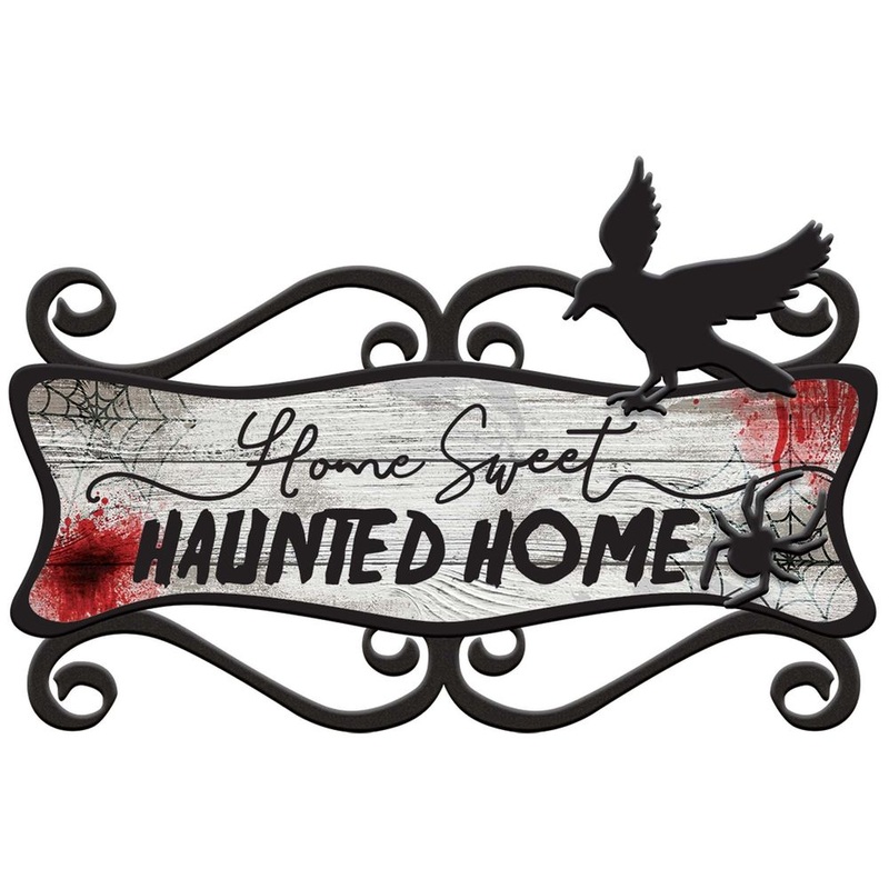 SIGN HAUNTED HOME MDF