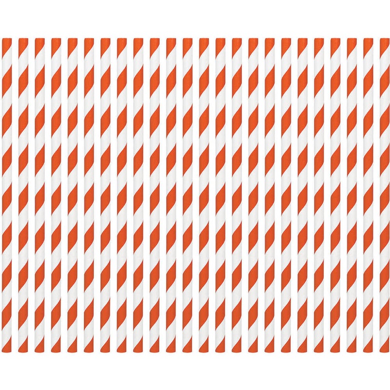 Orange Peel Striped Straws Paper 80 ct
