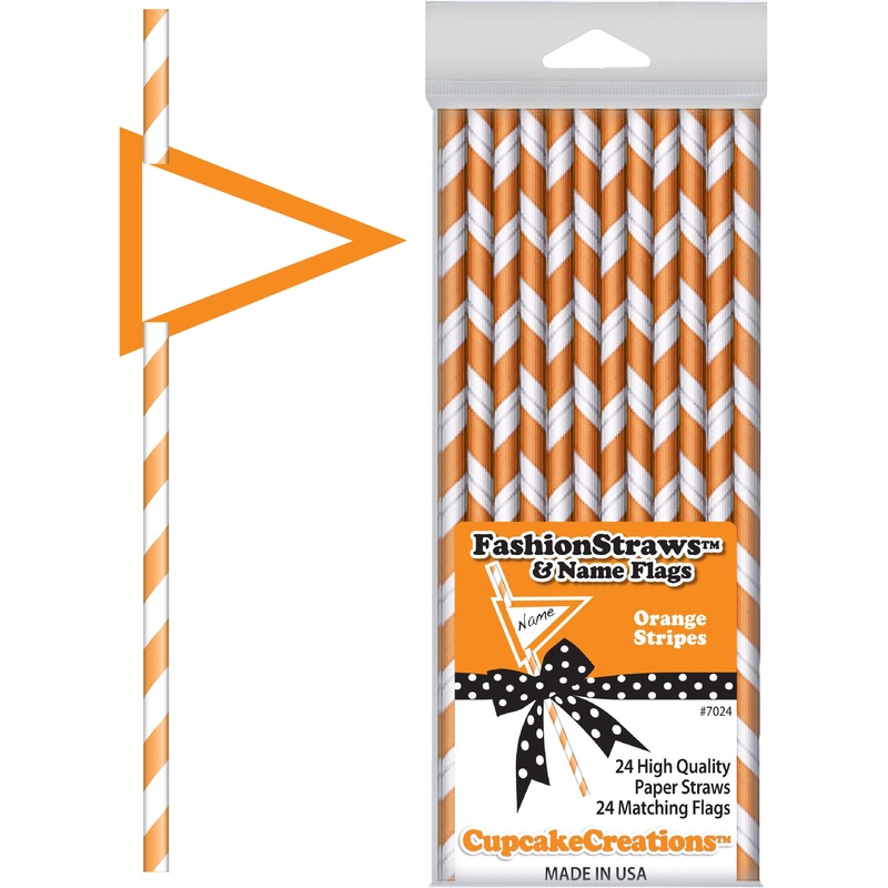 Orange Striped Paper Straws