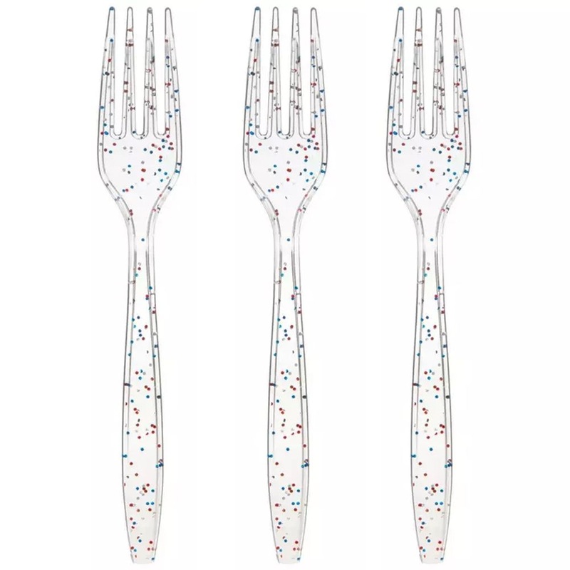 Patriotic Glitter Plastic Forks (18ct)