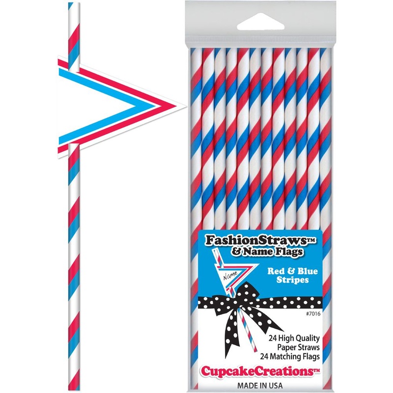 Red and Blue Striped Paper Straws