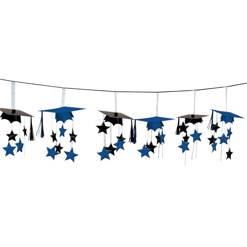 3-D Royal Blue Graduation Cap Garland