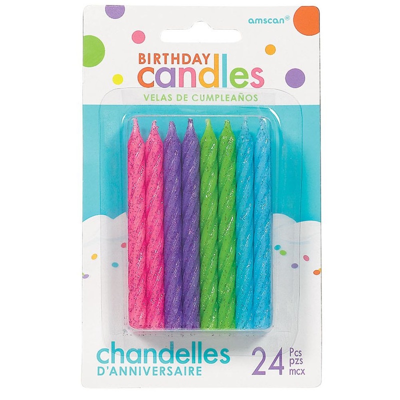 Amscan Large 3.25" Bright Colors Spiral Candle Sets (24ct)