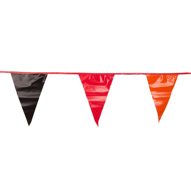 Black , Orange and Red Triangle Pennant Flag 100 Ft.