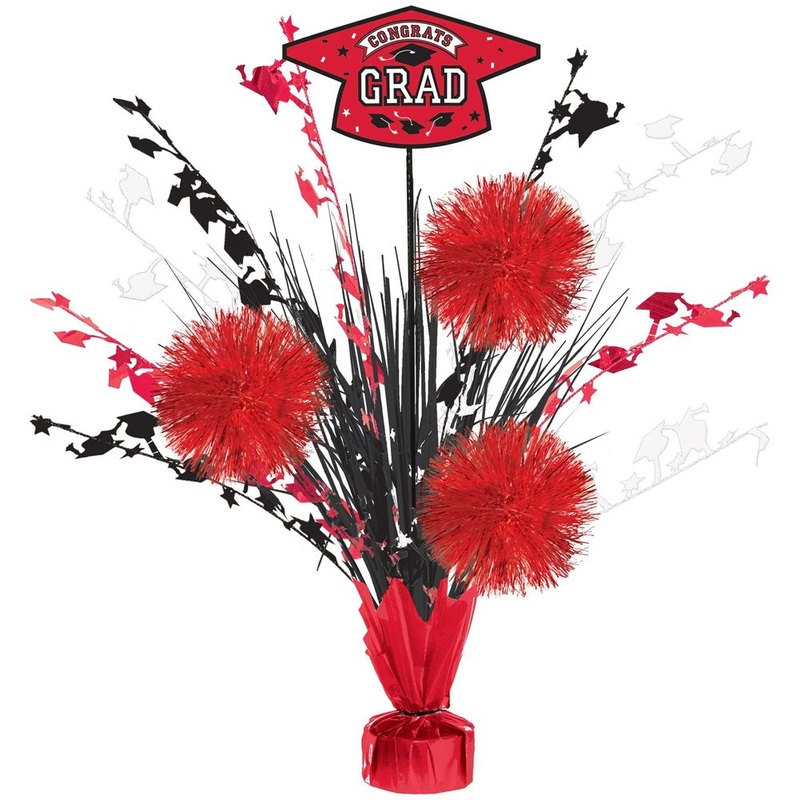 Congrats Grad Tinsel Centerpiece Red (1ct)