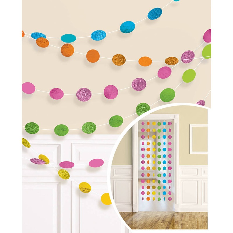 Multi Color Round Glitter String Garlands (6 ct)