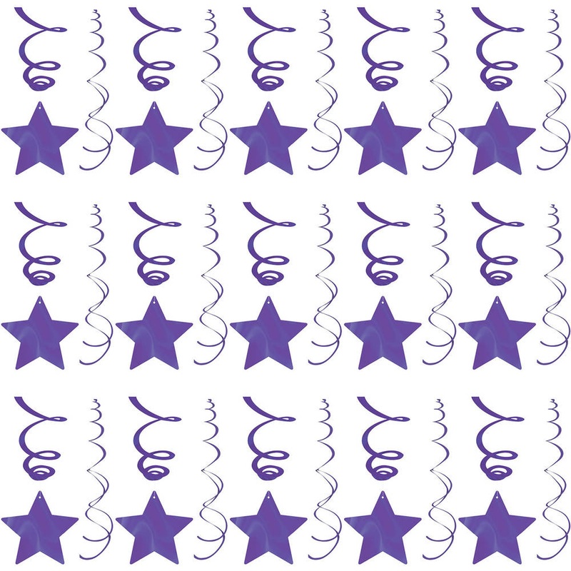New Purple Shooting Stars Mega Value Pack Hanging Swirls (30 ct)
