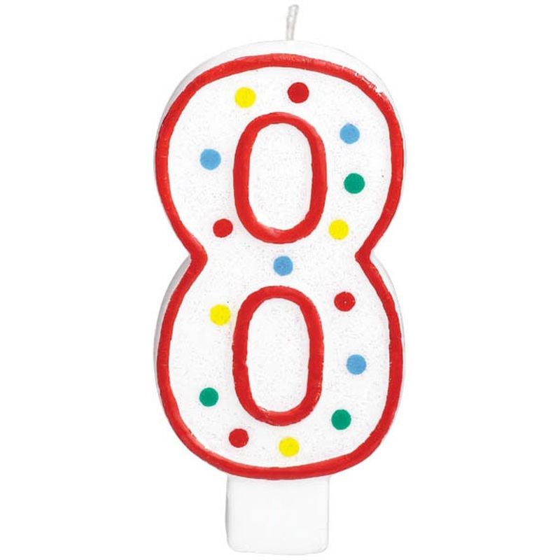 Number 8 Wax Candle