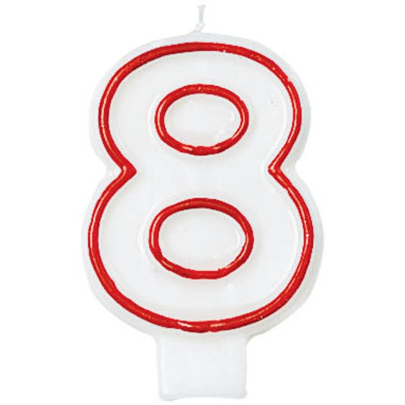 Red/White Number 8 Candle